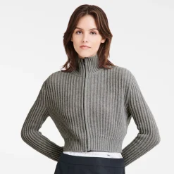 Kurzer Cardigan Mit Reißverschlusskragen