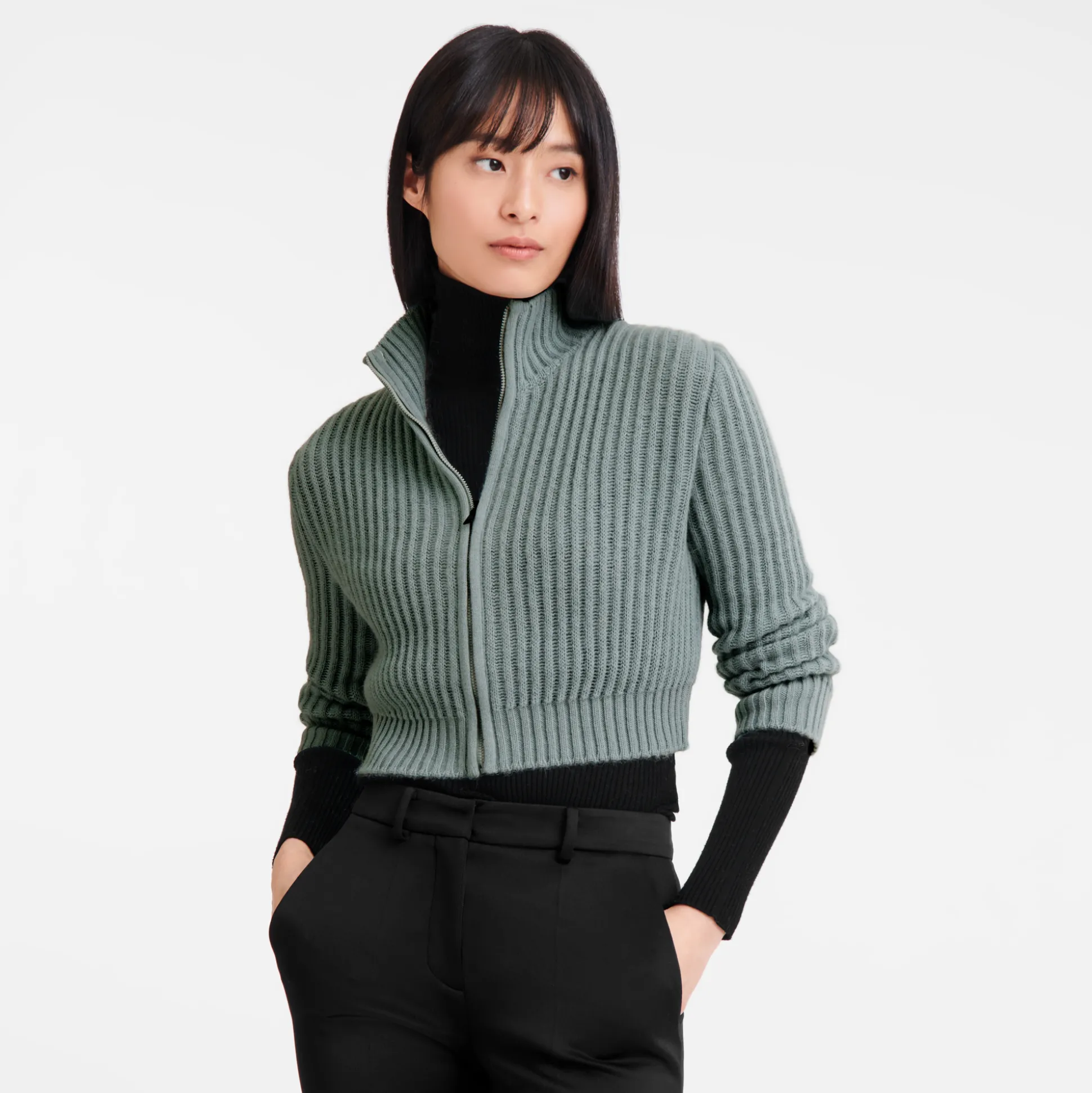 Kurzer Cardigan Mit Reißverschlusskragen