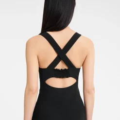 Langes Kleid Mit Gürtel-Patch