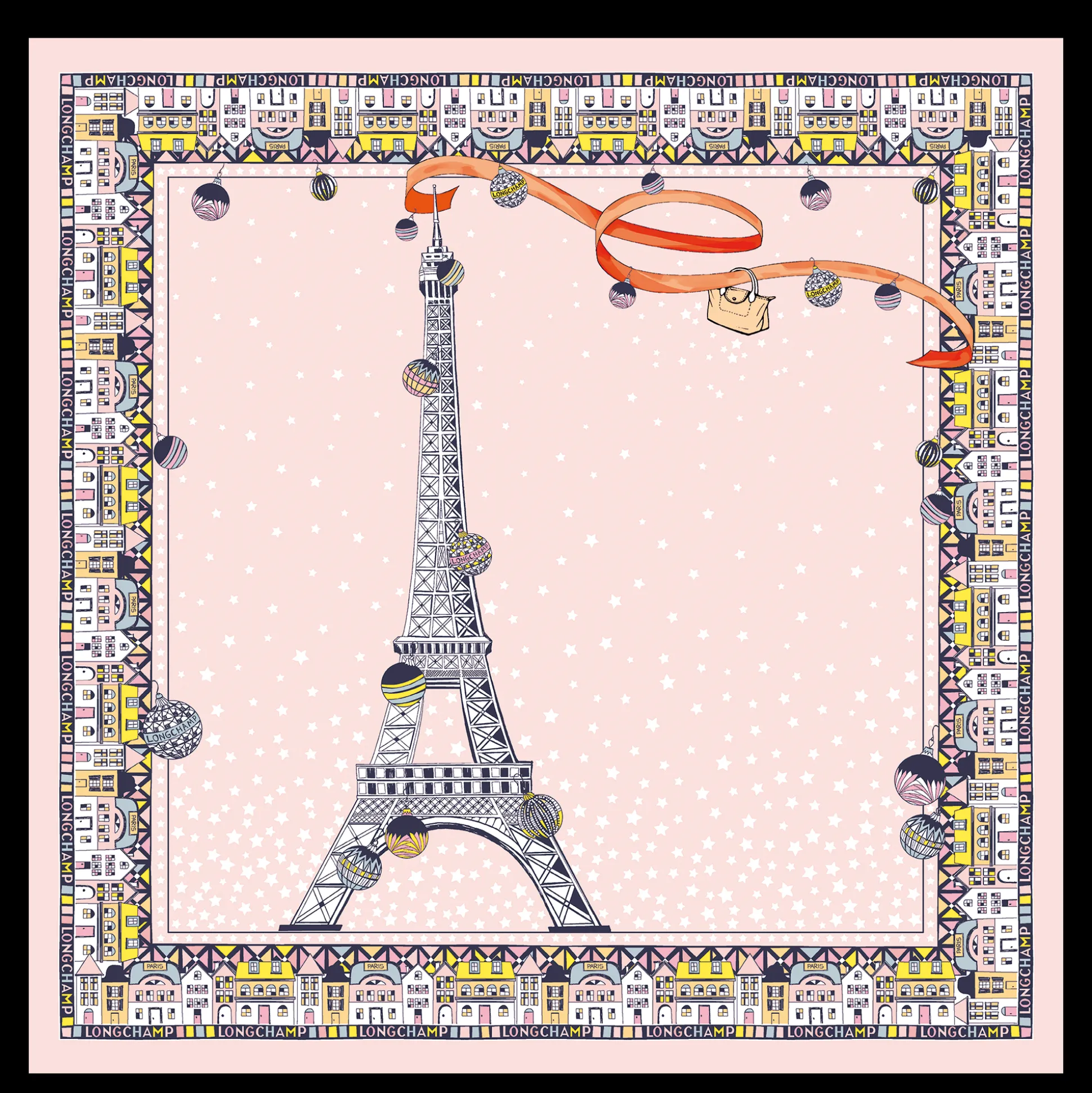 Seidenschal 50 Tour Eiffel Noël Longchamp