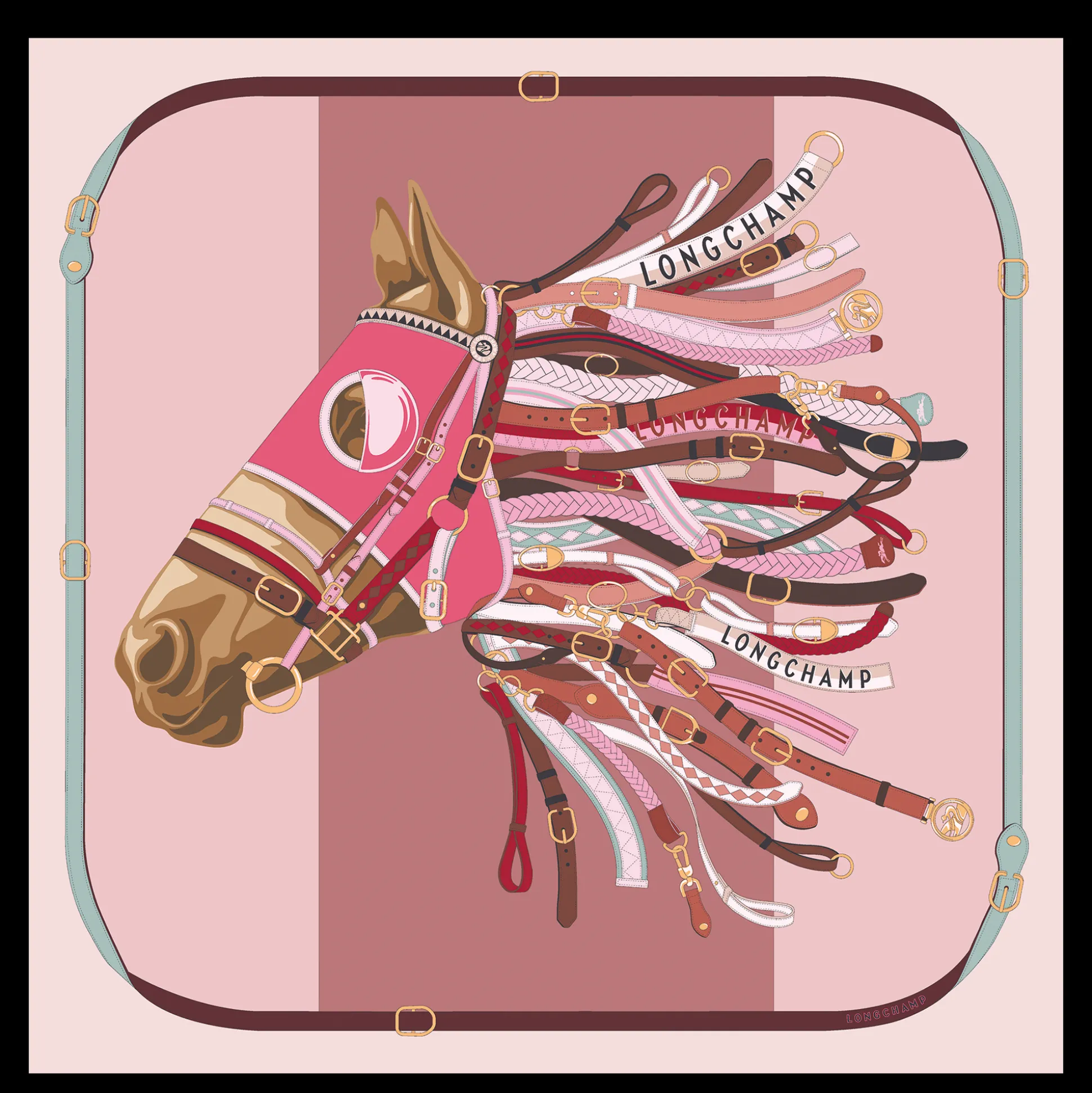 Seidenschal 90 Tête De Cheval